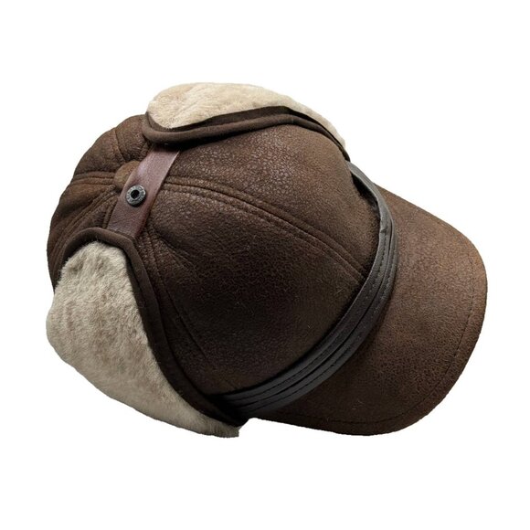 Real Shearling Sheepskin Leather Trapper Hat | Aviator Hat |Ushanka - Picture 1 of 5